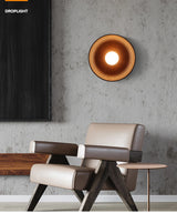 Japanse Houten Wandlamp – Ronde LED Sconce Slaapkamer/Woonkamer