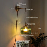 Groene Glas & Koper LED Wandlamp – Vintage Retro Wandverlichting E27