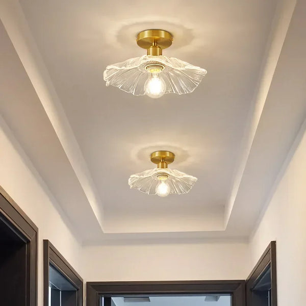 Moderne Plafondlamp Glas Bloem Goud E27 Voor Slaapkamer, Keuken & Hal