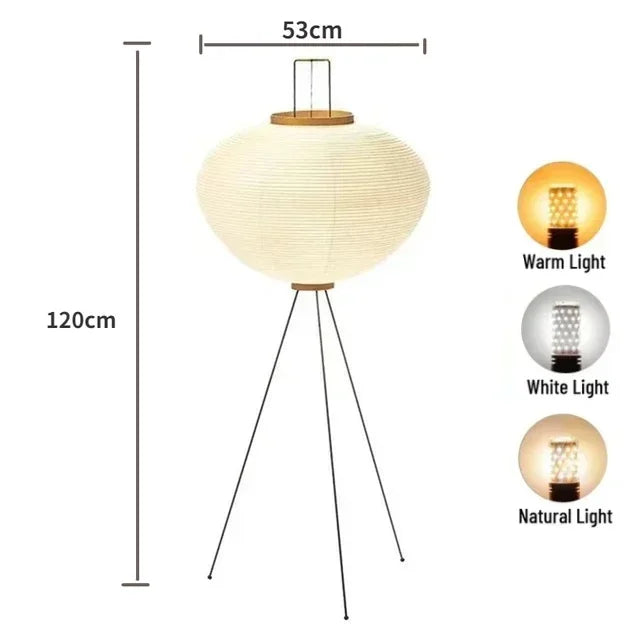 Noguchi Akari Rijstpapier Vloerlamp – Japanse Wabi Sabi Staande Lamp
