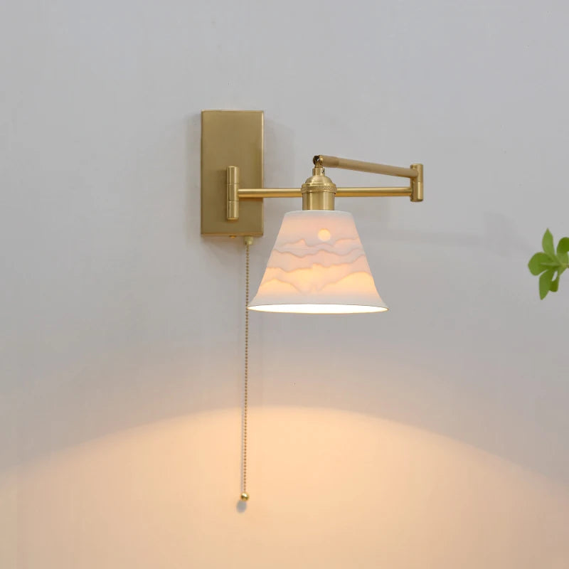 Nordic LED Wandlamp Keramiek – Moderne Sconce met Trekschakelaar