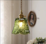 Groene Glazen Hanglamp – Vintage Moderne Plafondlamp E27