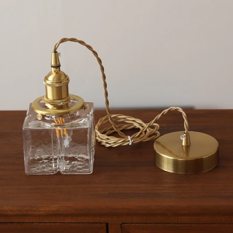 Japanse Vintage Glazen Hanglamp Brass LED Voor Slaapkamer & Eettafel