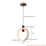 Nordic Houten Steen LED Hanglamp – Zwart/Geel – Modern Design