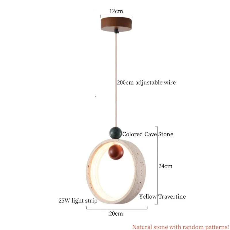 Nordic Houten Steen LED Hanglamp – Zwart/Geel – Modern Design