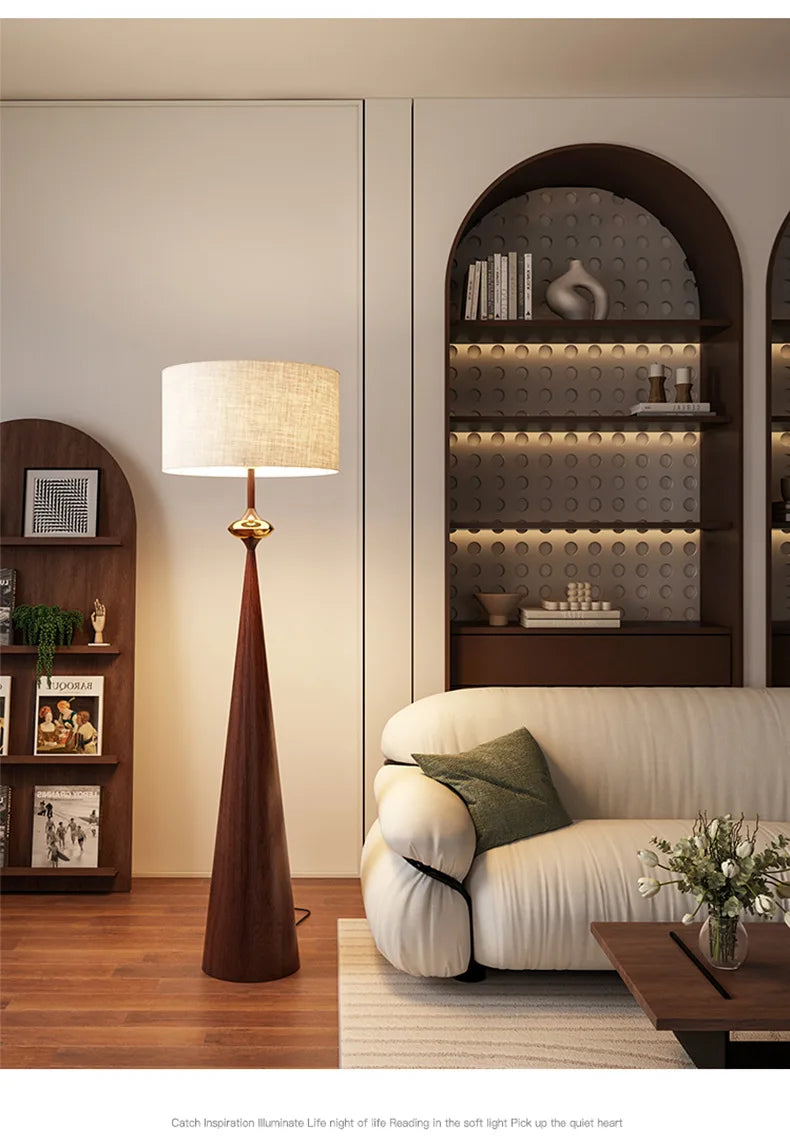 Wabi-Sabi Vloerlamp – Minimalistisch Japans Design met Stoffen Kap