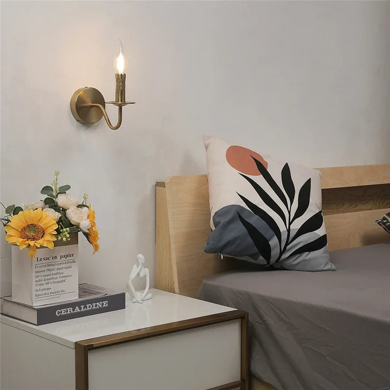 Nordic Wandlamp Kaarsstijl Retro Metaal E14 Slaapkamer Bedlamp