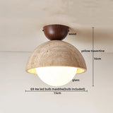 Nordic Plafondlamp LED Travertin & Hout – Modern Ellips Design
