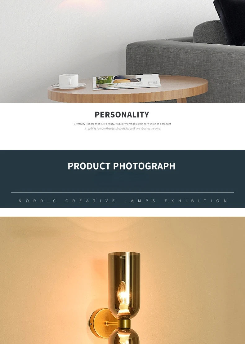Nordic Wandlamp Glas – Moderne Slaapkamer & Woonkamer Wandverlichting