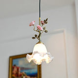 Vintage Franse Rozen Hanglamp – Massief Koper & Glas E27 LED