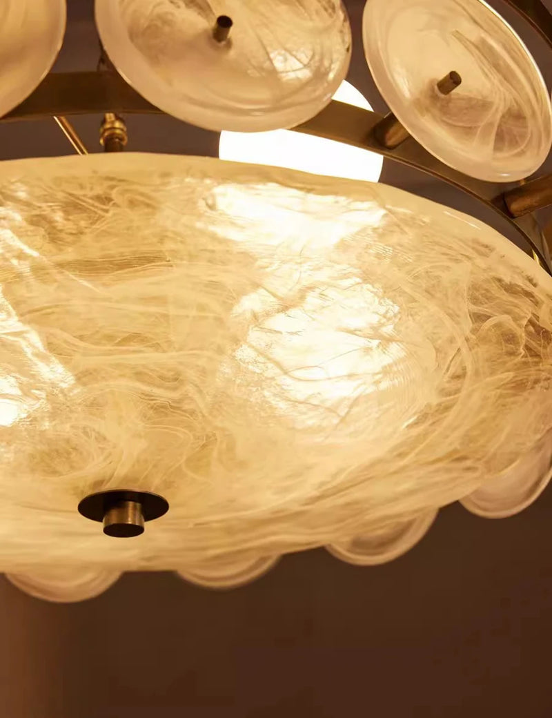 Franse Retro Hanglamp – Luxe Gekleurd Glas LED Pendant Light E14