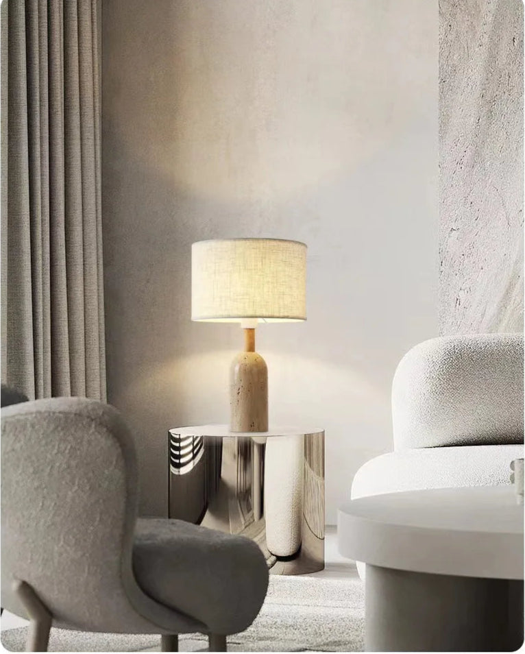 Moderne Gele Marmeren Tafellamp – Wabi Sabi Design voor Woonkamer