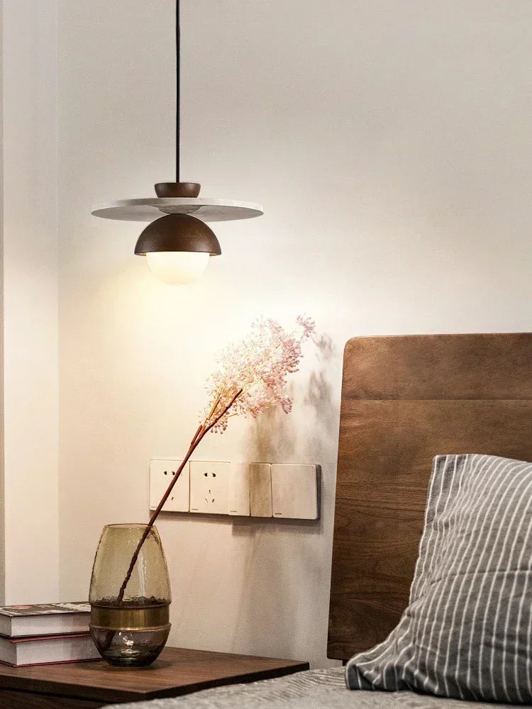 Deense Creatieve LED Hanglamp Walnoothout Voor Slaapkamer & Woonkamer