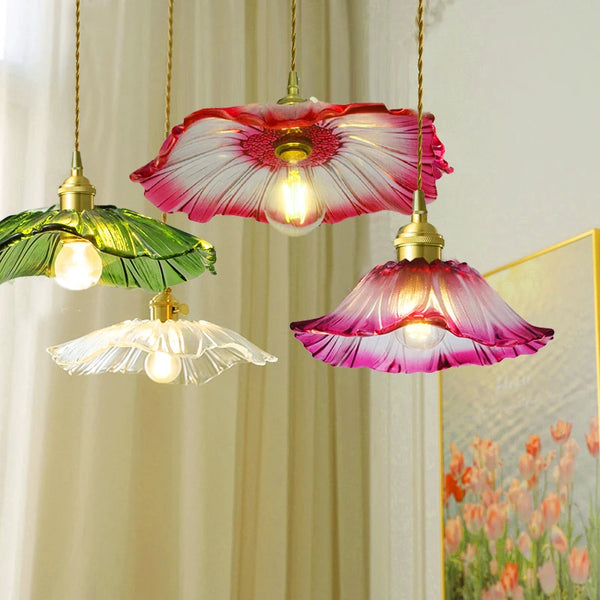 Vintage Bloem Hanglamp Glas E27 Voor Woonkamer, Slaapkamer & Bedside