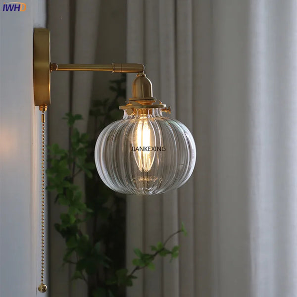 Pull Chain Wandlamp E14 LED Goud Nordic Modern Voor Slaapkamer & Bad