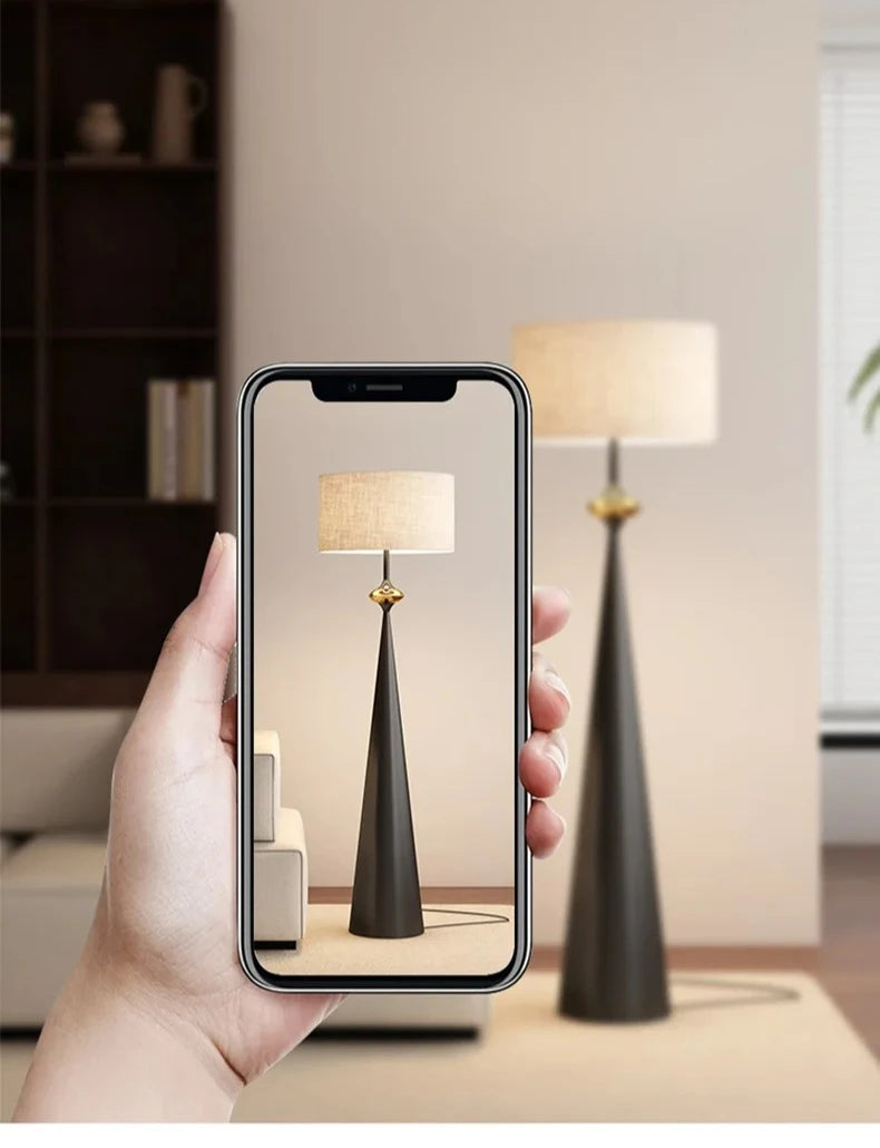 Wabi-Sabi Vloerlamp – Minimalistisch Japans Design met Stoffen Kap