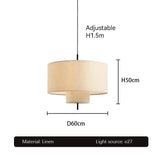 Wabi-Sabi stoffen LED hanglamp – Japanse stijl voor woonkamer & eetkamer