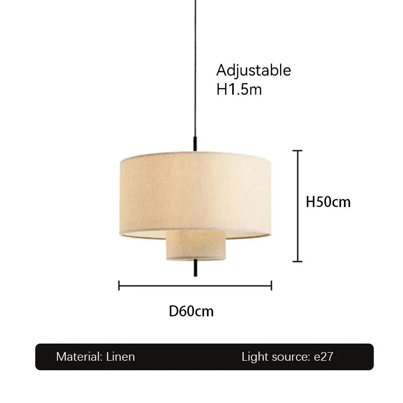 Wabi-Sabi stoffen LED hanglamp – Japanse stijl voor woonkamer & eetkamer