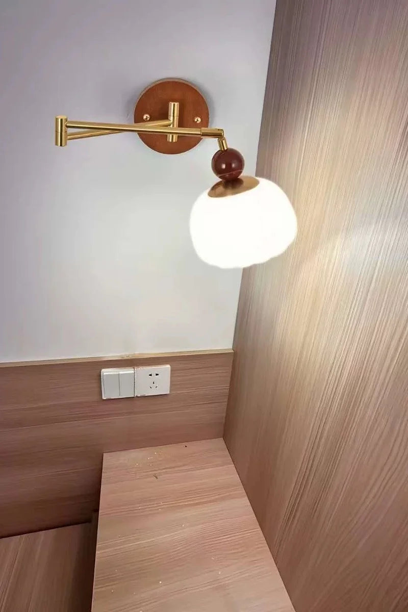 Wandlamp Nordic Wit Pompoen – LED, E27, Draaibare Arm, Moderne Stijl