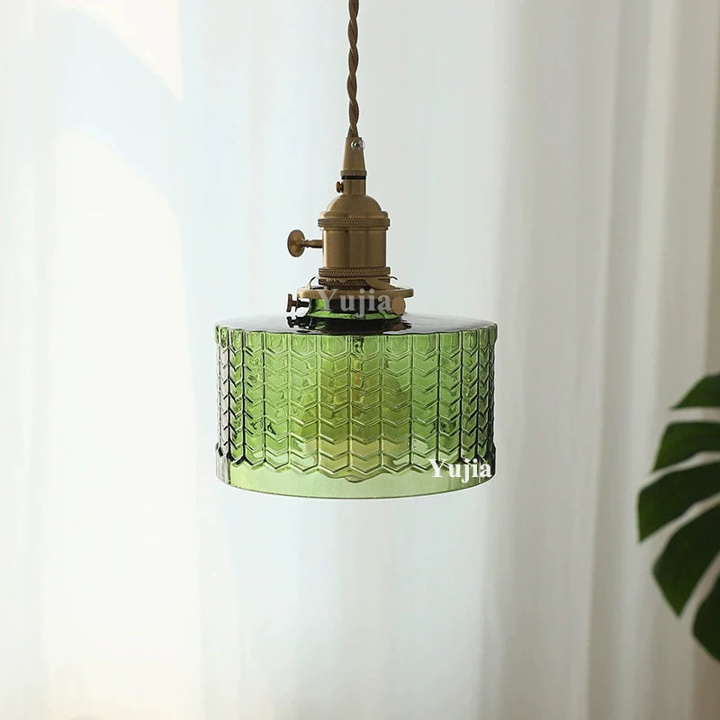 Groene Glazen Hanglamp – Vintage Moderne Plafondlamp E27