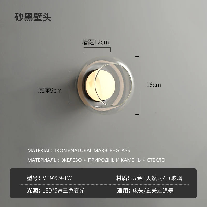 Minimalistische Marmeren Wandlamp – Moderne LED Bedlamp/Grille Design
