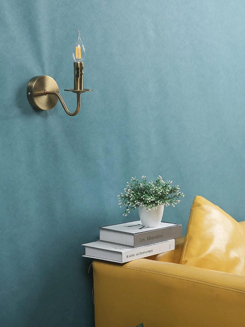 Nordic Wandlamp Kaarsstijl Retro Metaal E14 Slaapkamer Bedlamp