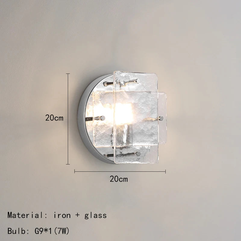 Ijsglas Wandlamp – Chroom Metaal G9 LED Sconce 5–10m²