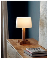 Vintage Wabi Sabi Houten Vloerlamp LED – Stoffen Kap voor Woonkamer