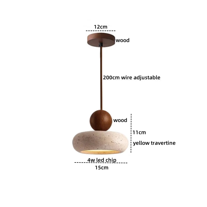 Travertin LED Hanglamp – Japanse Stijl Steen Pendant Light