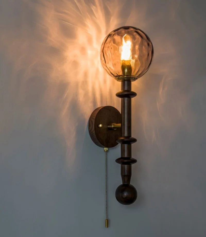 LED Wandlamp Glas & Hout – Vintage Bedlamp voor Woonkamer