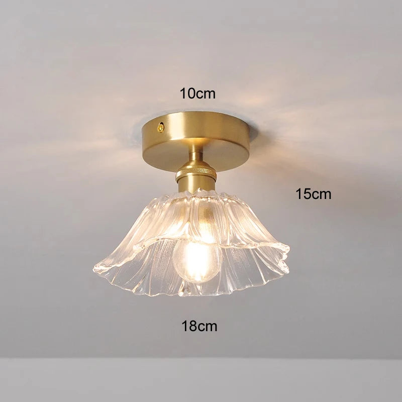 Vintage Bloem Hanglamp Glas E27 Voor Woonkamer, Slaapkamer & Bedside