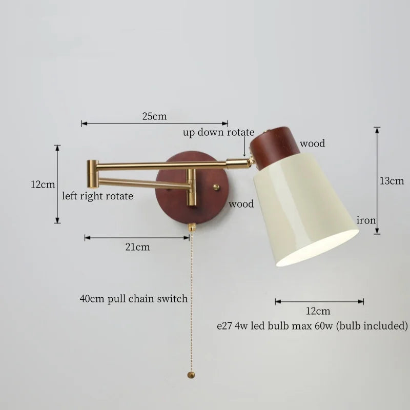 Nordic LED Wandlamp Ivory – Moderne Wandlamp met Trekschakelaar