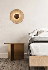 Wandlamp Natuursteen – Moderne LED Sconce met Donker Hout 25cm