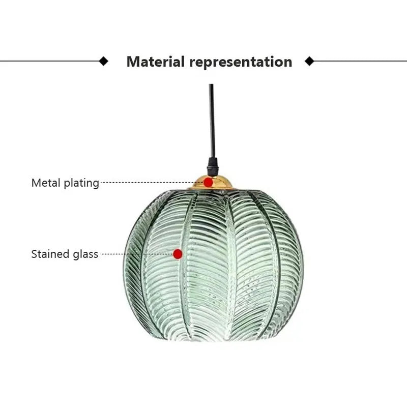 Nordic Hanglamp Glas Groen Bladmotief E27 Modern Woonkamer Slaapkamer