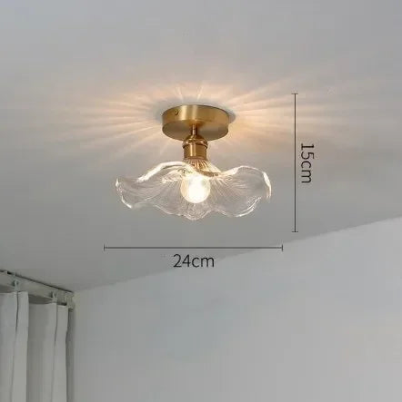 Moderne Plafondlamp Glas Bloem Goud E27 Voor Slaapkamer, Keuken & Hal