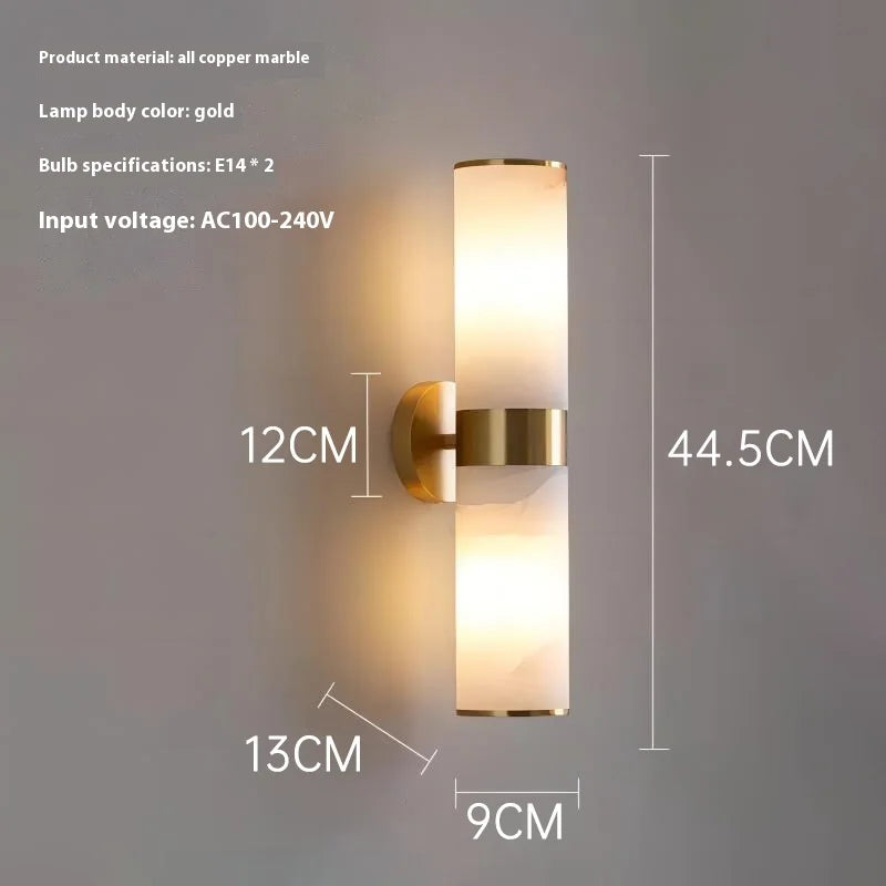 Albast Marmeren Wandlamp – Luxe Messing LED Sconce Modern