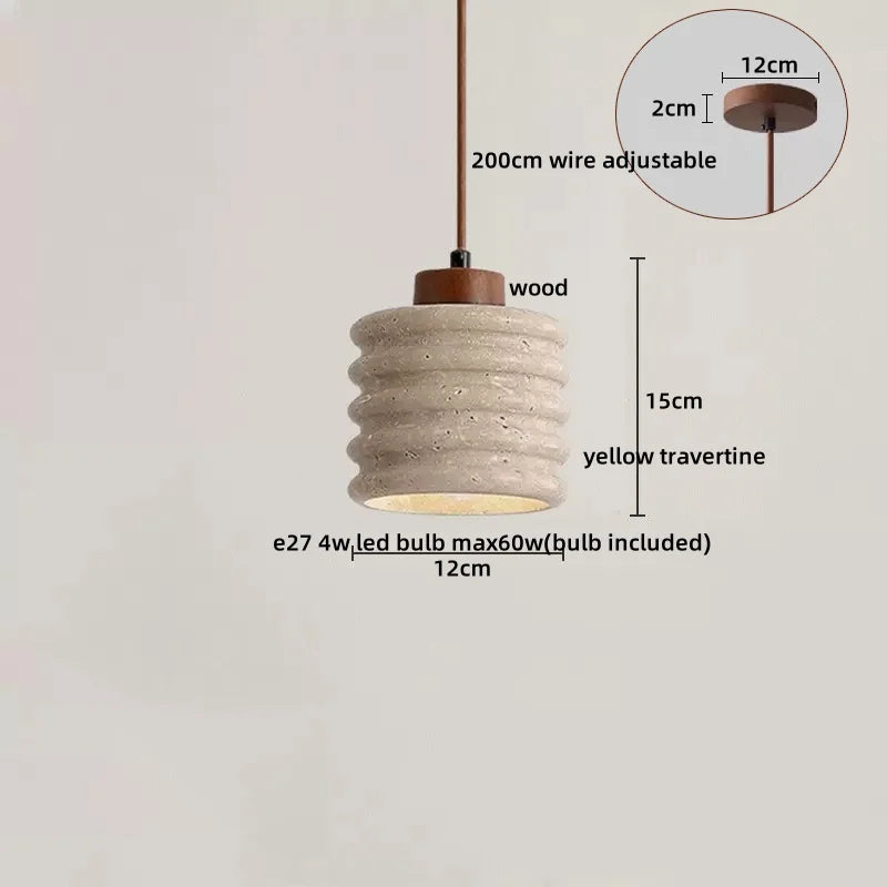 Travertin LED Hanglamp – Japanse Stijl Steen Pendant Light