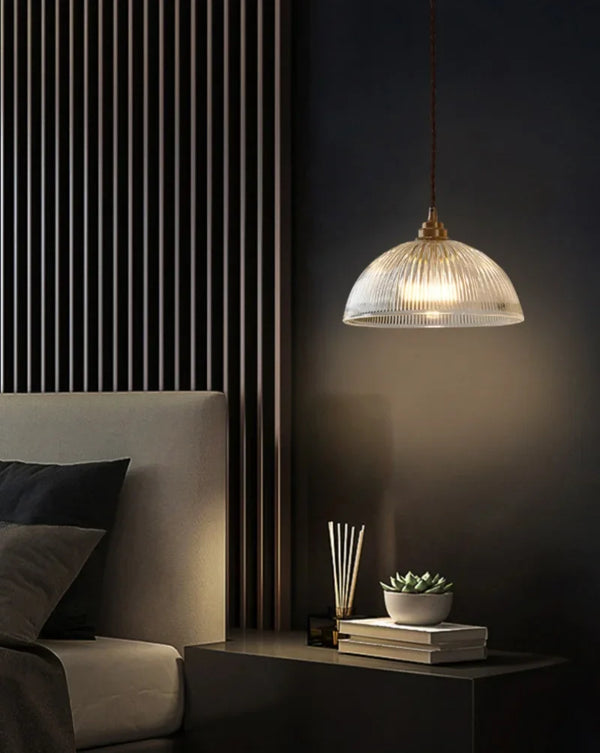 AuroraLuxe LED Hanglamp – Koper & Glas Design voor Moderne Interieurs