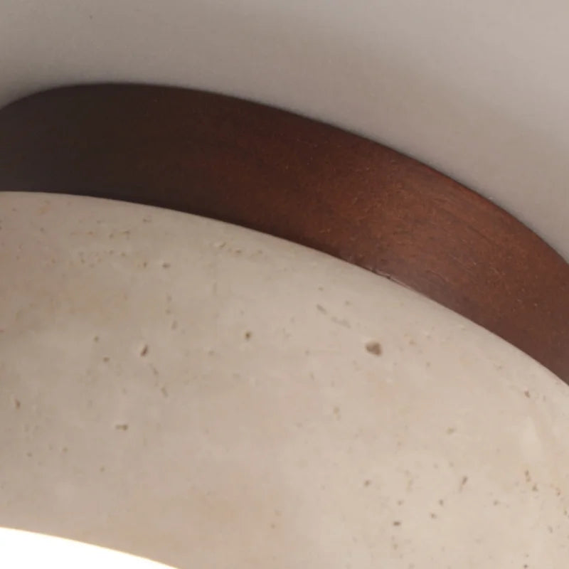 Nordic Plafondlamp LED Travertin & Hout – Modern Ellips Design