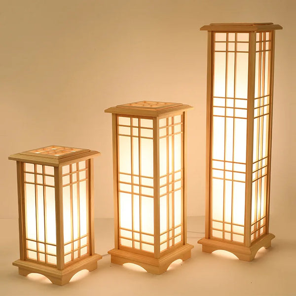 Japanse Houten Vloerlamp – LED Staande Lamp E27 3 Maten