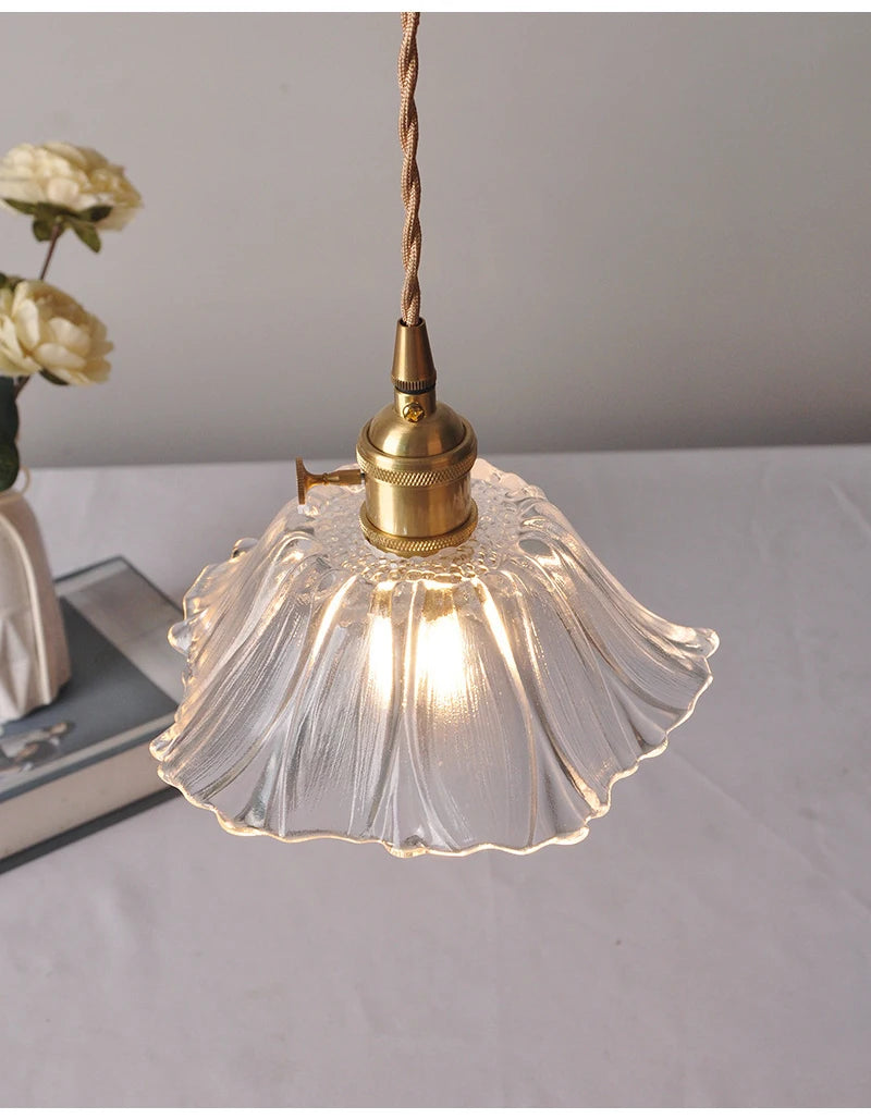 Vintage Bloem Hanglamp Glas E27 Voor Woonkamer, Slaapkamer & Bedside