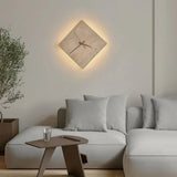 Travertin Wandlamp met Klok – LED Natuursteen Wabi-Sabi Design