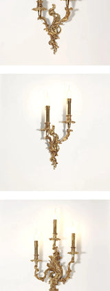 Koperen Wandlamp Retro Frans – 2-lichts LED, E14, Villa & Slaapkamer