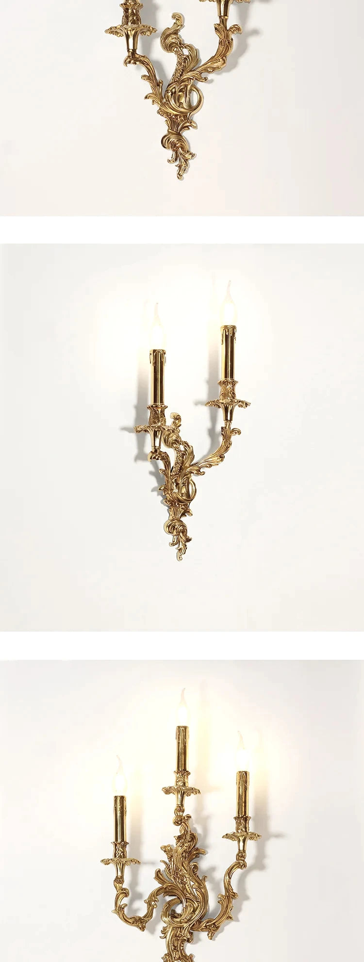 Koperen Wandlamp Retro Frans – 2-lichts LED, E14, Villa & Slaapkamer
