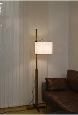 Retro Walnoot Houten Vloerlamp LED – Verstelbaar voor Woon- & Slaapkamer