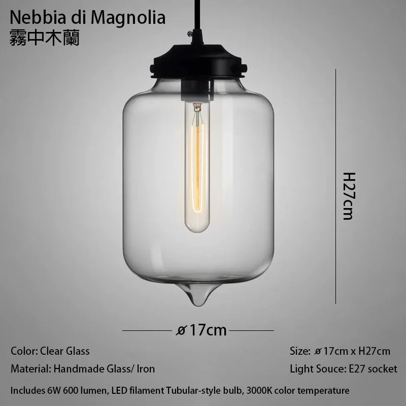 Caren Nordic Hanglamp – Handgemaakt Glas LED Filament Pendant Light