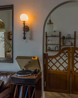LED Wandlamp Glas & Hout – Vintage Bedlamp voor Woonkamer