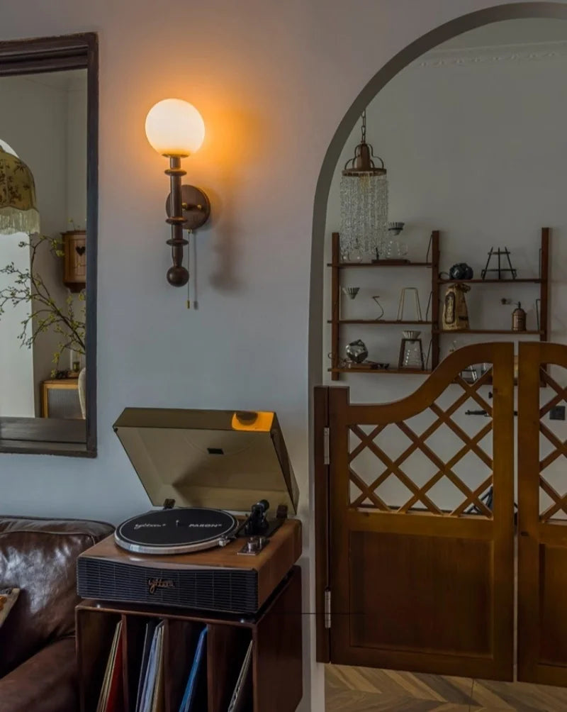 LED Wandlamp Glas & Hout – Vintage Bedlamp voor Woonkamer