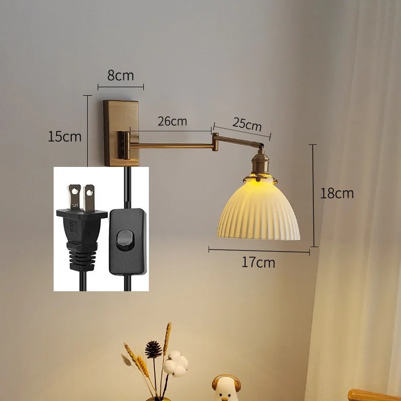 Nordic LED Wandlamp Keramiek – Moderne Sconce met Trekschakelaar