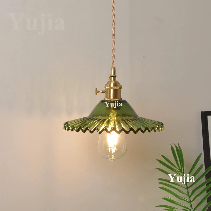 Groene Glazen Hanglamp – Vintage Moderne Plafondlamp E27